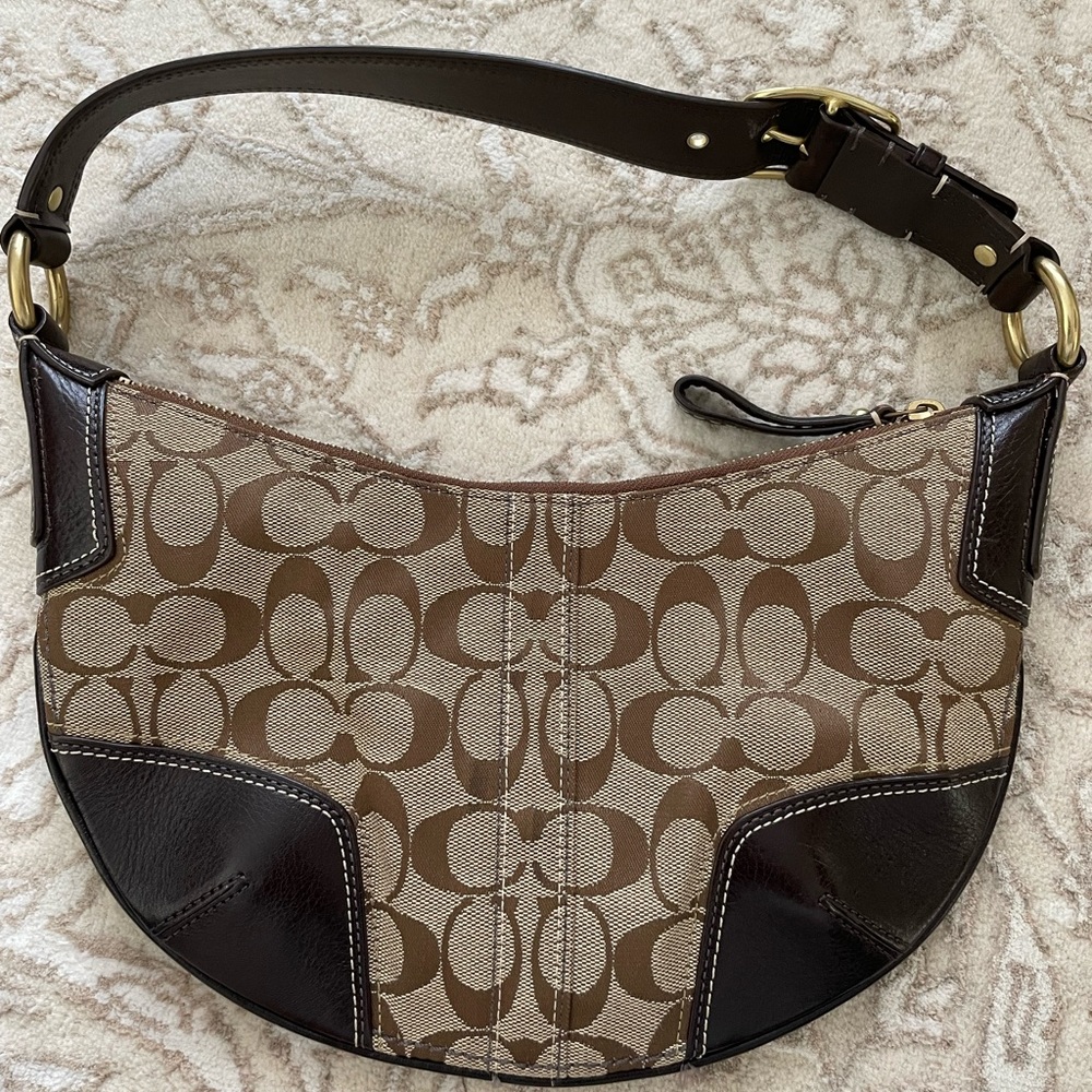 Coach brown logo shoulder bag
